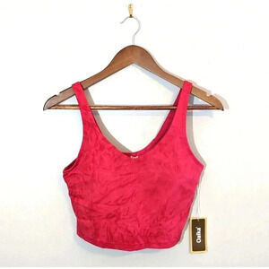 Oalka Tie Dye Red Longline Sports Bra NEW Sz M Padded Crop Tank Yoga Workout